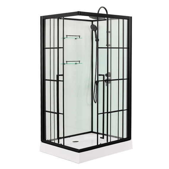 Душевая кабина Loranto 120х80 см CS-3008TM/W-120R, чёрный/прозрачное - фото 