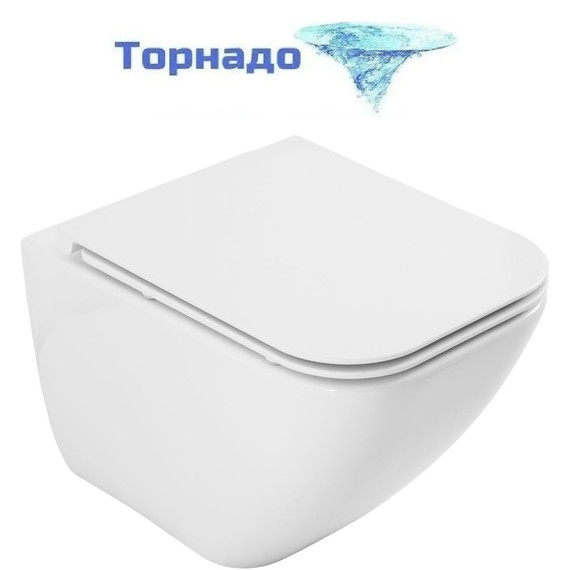 Унитаз подвесной безободковый Allen Brau Liberty 3 Tornado 4.33011.20 с тонкой крышкой микролифт (система смыва Торнадо) - фото 