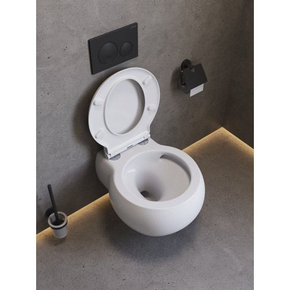 Унитаз подвесной безободковый Cezares Grande-Tor CZR-308-TH-TOR/SC с тонкой крышкой микролифт (система смыва Торнадо) - фото 7