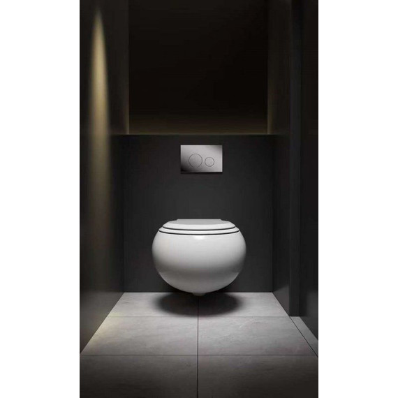 Унитаз подвесной безободковый Cezares Grande-Tor CZR-308-TH-TOR/SC с тонкой крышкой микролифт (система смыва Торнадо) - фото 8