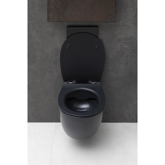 Унитаз подвесной безободковый Allen Brau Fantasy 4.11004.31 с тонкой крышкой микролифт, чёрный матовый - фото 15