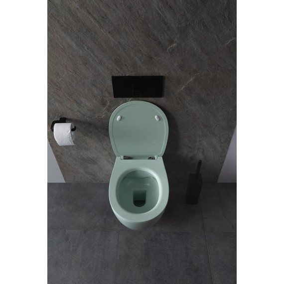 Унитаз подвесной безободковый Allen Brau Fantasy 4.11004.MT с тонкой крышкой микролифт, мятный - фото 21