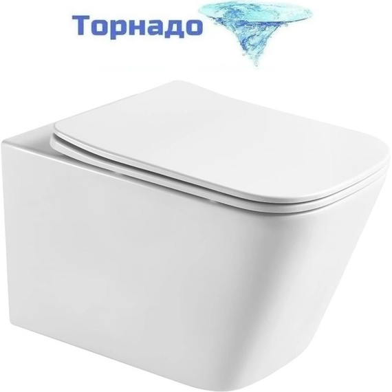 Инсталляция с подвесным унитазом комплект: Grohe Rapid SL 38772001 с подвесным безободковым унитазом Aquatek Либра AQ1505T-00 сиденье микролифт, крепление, кнопка смыва хром (Система смыва торнадо) - фото 2