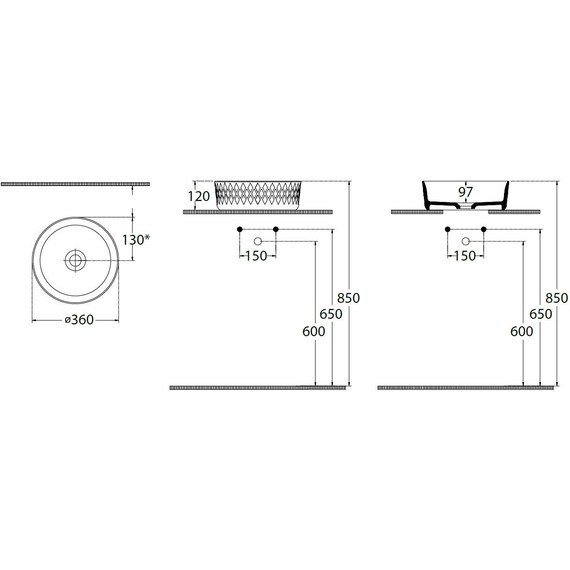 Раковина-чаша Allen Brau Fantasy Romb 36 см 4.11033.IV, айвори - фото 2