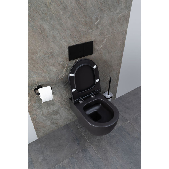 Унитаз подвесной безободковый Allen Brau Priority 4.31001.31 с тонкой крышкой микролифт, чёрный матовый - фото 22