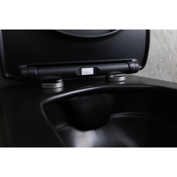 Унитаз подвесной безободковый Allen Brau Liberty 4.33007.31 с тонкой быстросъмной крышкой микролифт, чёрный матовый - фото 15