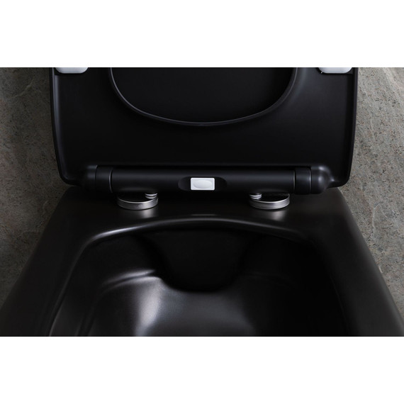 Унитаз подвесной безободковый Allen Brau Liberty 4.33007.31 с тонкой быстросъмной крышкой микролифт, чёрный матовый - фото 19