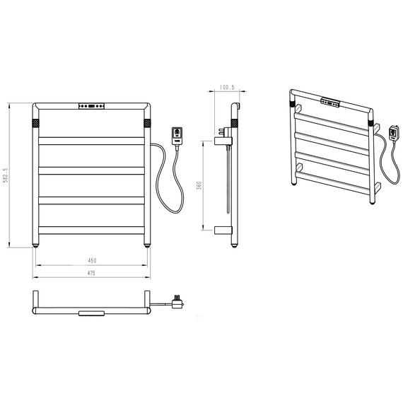 Полотенцесушитель электрический Wonzon & Woghand Köln П5 450x582 мм WW-A6014-BG, золото - фото 5