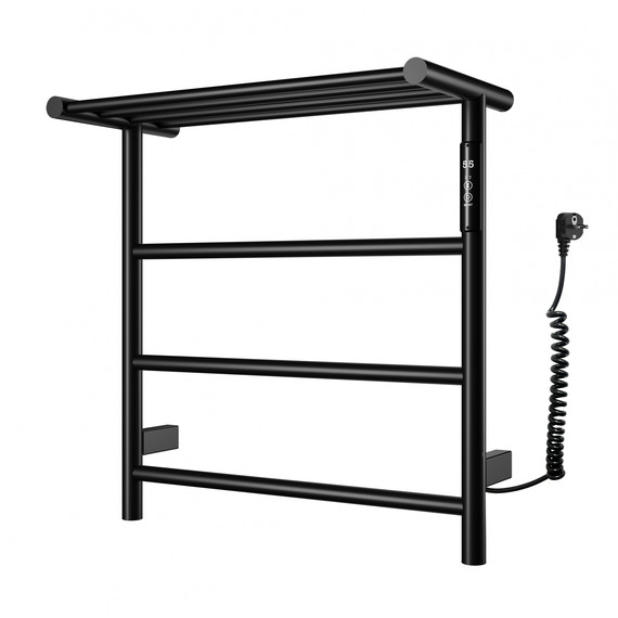 Полотенцесушитель электрический Wonzon & Woghand Bonn с полкой П4 450x500 мм WW-AL402-MB, чёрный - фото 