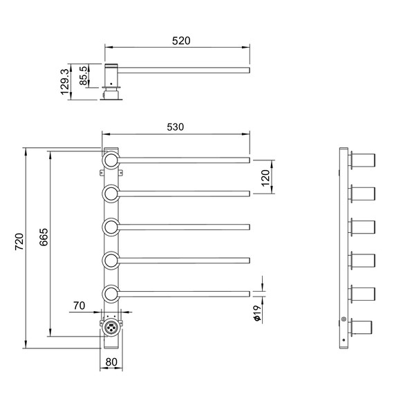 Полотенцесушитель электрический Wonzon & Woghand Hamburg П5 520x665 мм WW-AL315-BR, никель - фото 6