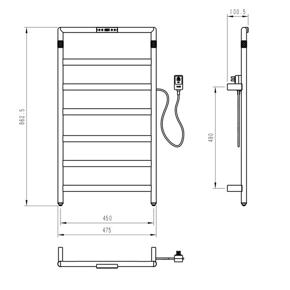 Полотенцесушитель электрический Wonzon & Woghand Köln П7 450x862 мм WW-A6016-BG, золото - фото 5