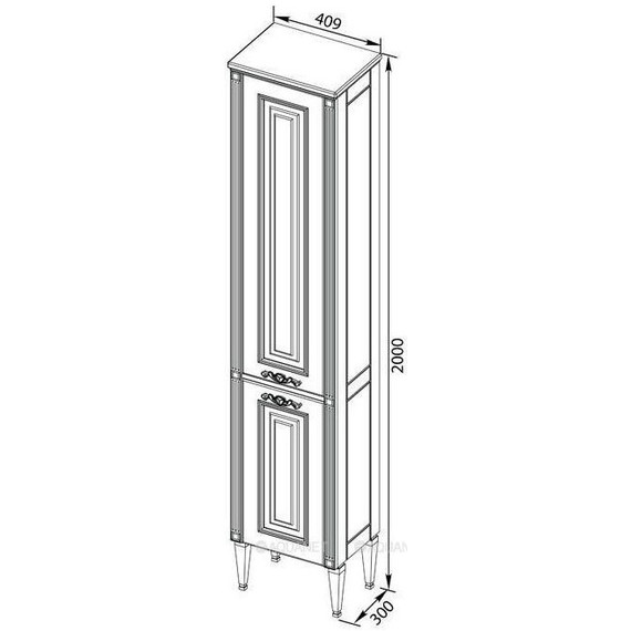 Пенал напольный Aquanet Паола 40 см 00188825 L, белый/серебро - фото 4