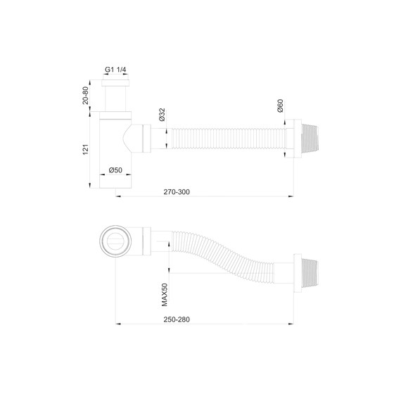 Сифон для умывальника Wonzon & Woghand WW-88SS101-BGM, тёмный графит - фото 2