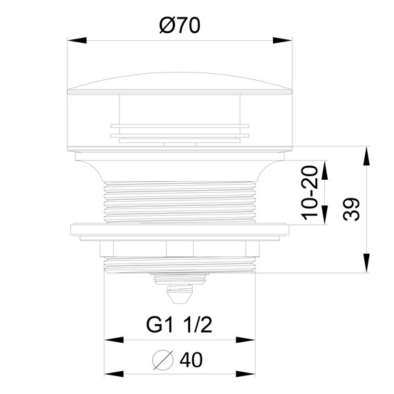 Донный клапан Wonzon & Woghand WW-SS105-MB, чёрный - фото 2