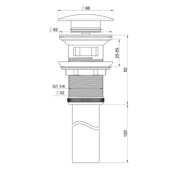 Донный клапан Wonzon & Woghand WW-88SS03-BGM, тёмный графит - фото 2