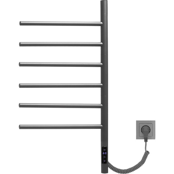Полотенцесушитель электрический Vincea П6 430x800 мм VTD-1S2CGE, графит (возможность скрытого подключения) - фото 2