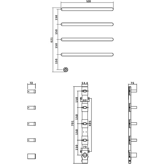 Полотенцесушитель электрический Vincea П4 520x620 мм VTD-2H2CH - фото 4