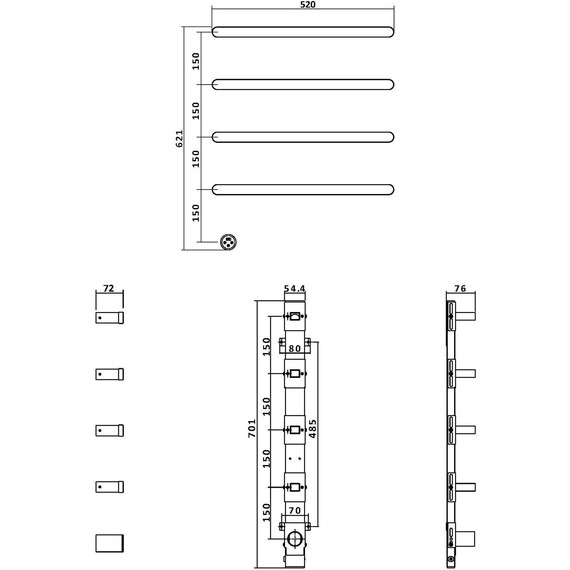 Полотенцесушитель электрический Vincea П4 520x620 мм VTD-2H2GM, вороненая сталь - фото 4