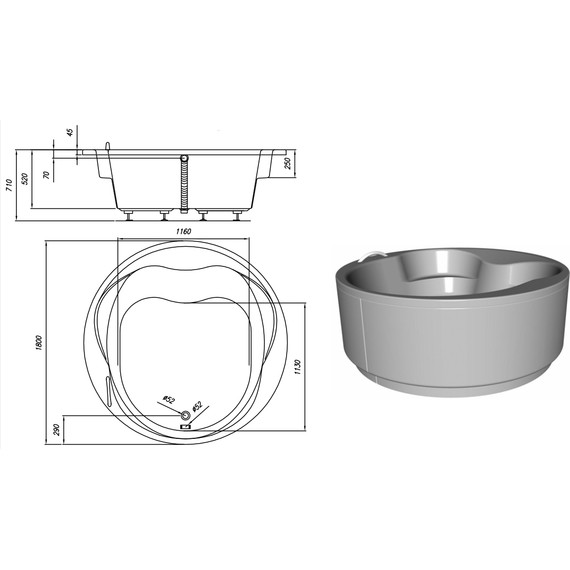 Ванна отдельностоящая Kolpa-San Opera 180x180 см - фото 2