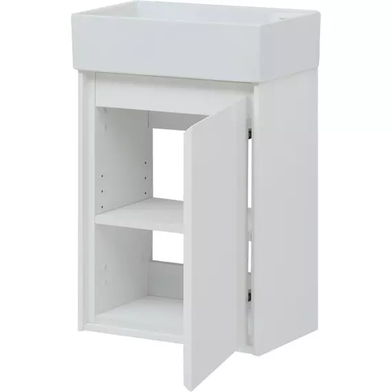 Тумба подвесная с раковиной Aquanet Милан 45 см 00339962, белый глянец - фото 3