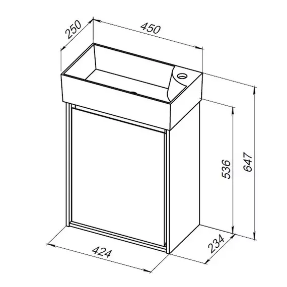 Тумба подвесная с раковиной Aquanet Милан 45 см 00339962, белый глянец - фото 7