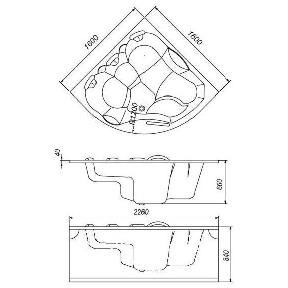 Ванна акриловая Kolpa-San Gaia 160x160 см - фото 3