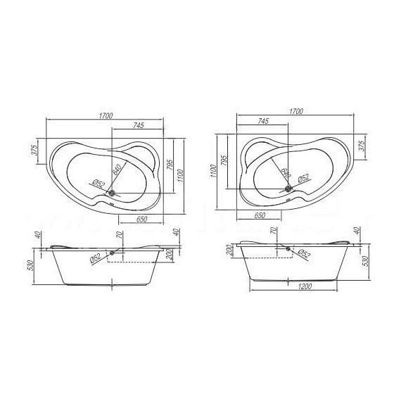 Ванна акриловая Kolpa-San Lulu 170x110 см R - фото 5