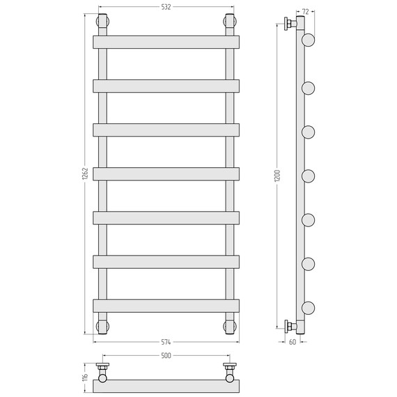 Полотенцесушитель водяной Сунержа Атлант П7 500x1260 мм 1001-0226-1250, бежевый - фото 3