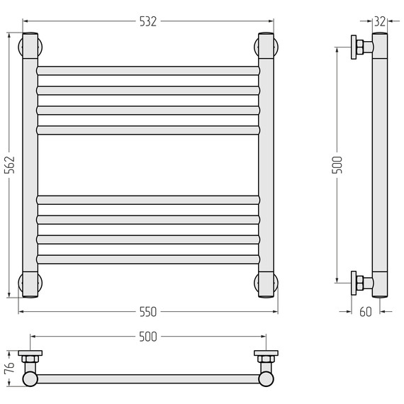 Полотенцесушитель водяной Сунержа Богема+ П8 500x560 мм (прямая перемычка) 05-0220-5050, состаренная бронза - фото 3