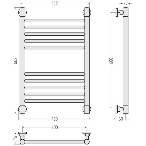 Полотенцесушитель водяной Сунержа Богема+ П10 400x660 мм (прямая перемычка) 03-0220-6040, золото - фото 3