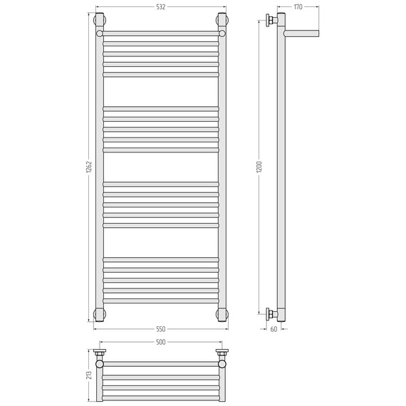 Полотенцесушитель водяной Сунержа Богема+ с полкой П20 500x1260 мм 03-0223-1250, золото - фото 3