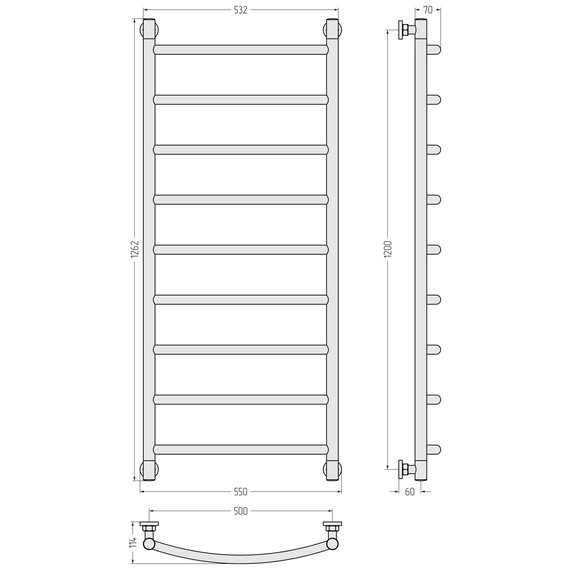 Полотенцесушитель водяной Сунержа Галант+ П9 500x1260 мм 32-0200-1250, золотой шёлк - фото 3