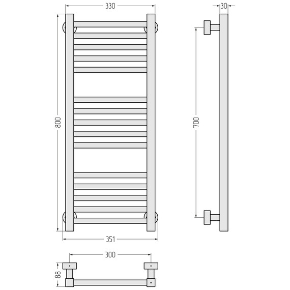Полотенцесушитель водяной Сунержа Модус PRO П15 300x800 мм 32-0450-8030, золотой шёлк - фото 3