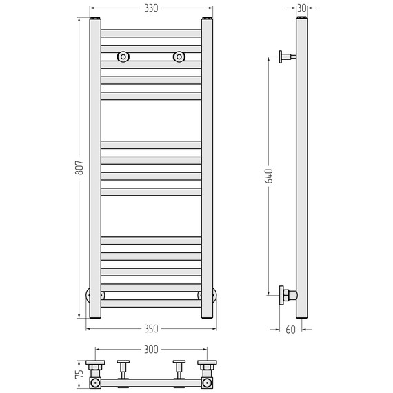 Полотенцесушитель водяной Сунержа Модус П14 300x800 мм 020-0250-8030, шампань - фото 4