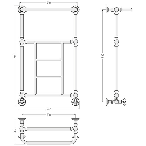 Полотенцесушитель водяной Сунержа Ренессанс П5 500x930 мм 03-0282-8650, золото - фото 3