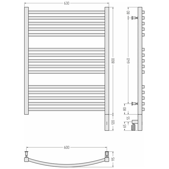 Полотенцесушитель электрический Сунержа Аркус 3.0 П15 600x920 мм 30-5705-8060 R, белый матовый - фото 4