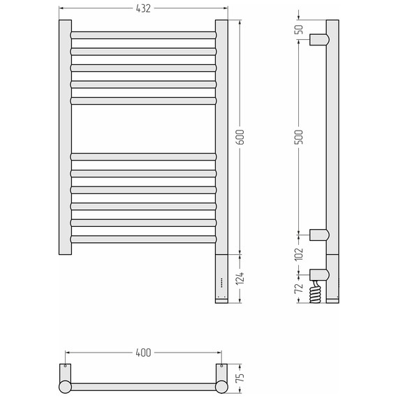 Полотенцесушитель электрический Сунержа Богема 3.1 П11 400x720 мм (прямая перемычка) 32-6005-6040 R, золотой шёлк - фото 4