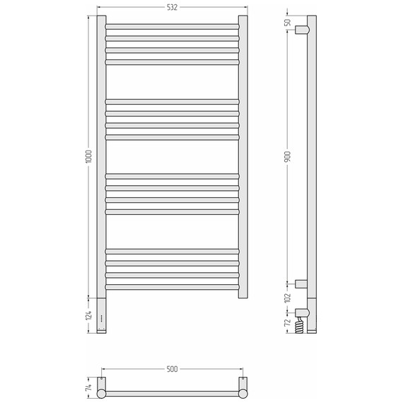Полотенцесушитель электрический Сунержа Богема 3.1 П16 500x1120 мм (прямая перемычка) 15-6004-1050 L, тёмный титан муар - фото 4