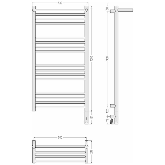 Полотенцесушитель электрический Сунержа Богема 3.1 с полкой П16 500x1120 мм 051-6007-1050 R, состаренная латунь - фото 4