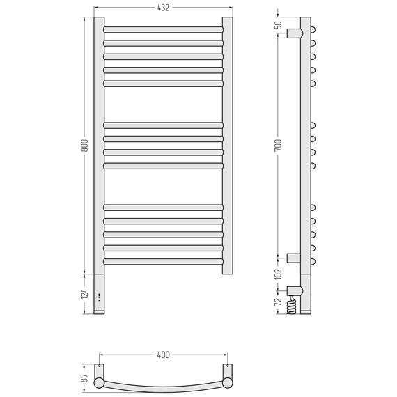 Полотенцесушитель электрический Сунержа Богема 3.1 П14 400x920 мм (выгнутая перемычка) 051-6002-8040 L, состаренная латунь - фото 4