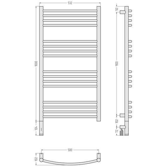 Полотенцесушитель электрический Сунержа Богема 3.1 П16 500x1120 мм (выгнутая перемычка) 30-6002-1050 L, белый матовый - фото 4
