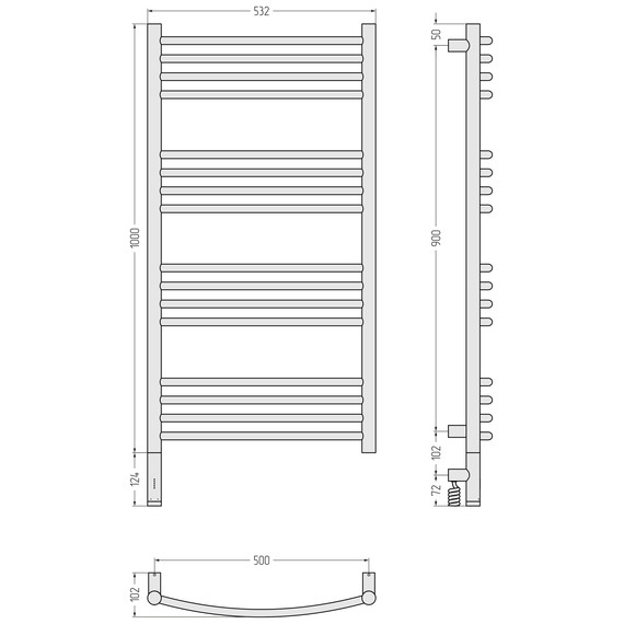 Полотенцесушитель электрический Сунержа Богема 3.1 П16 500x1120 мм (выгнутая перемычка) 022-6002-1050 L, шампань матовый - фото 4
