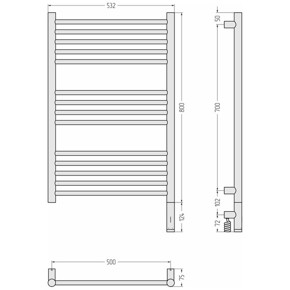 Полотенцесушитель электрический Сунержа Богема 3.1 П14 500x920 мм (прямая перемычка) 03-6005-8050 R, золото - фото 4