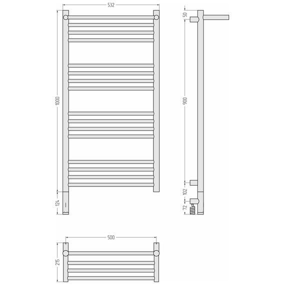 Полотенцесушитель электрический Сунержа Богема 3.1 с полкой П16 500x1120 мм 15-6006-1050 L, тёмный титан муар - фото 4