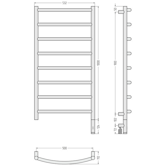 Полотенцесушитель электрический Сунержа Галант 3.1 П8 500x1120 мм 032-6001-1050 R, золото матовое - фото 4