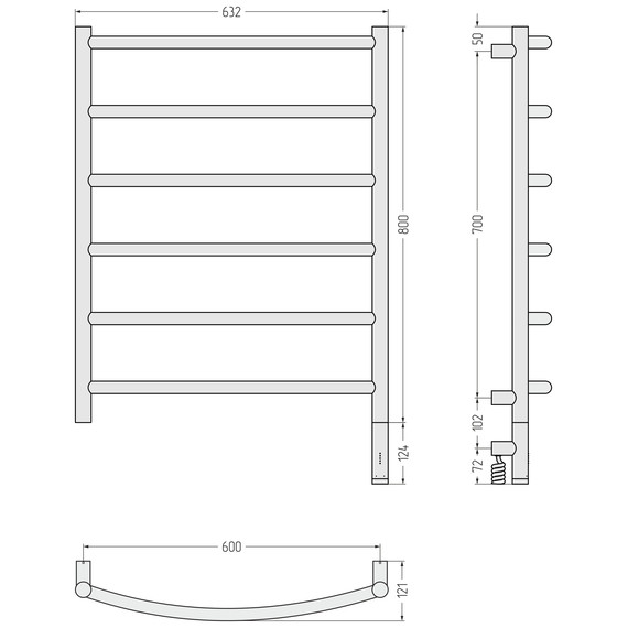 Полотенцесушитель электрический Сунержа Галант 3.1 П6 600x920 мм 03-6001-8060 R, золото - фото 4