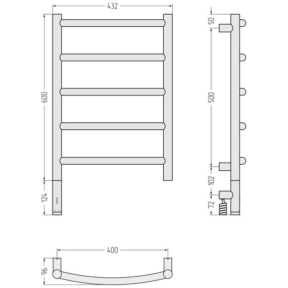 Полотенцесушитель электрический Сунержа Галант 3.1 П5 400x720 мм 31-6000-6040 L, чёрный матовый - фото 4