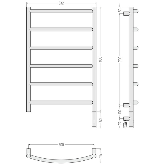 Полотенцесушитель электрический Сунержа Галант 3.1 П6 500x920 мм 31-6001-8050 R, чёрный матовый - фото 4