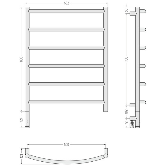 Полотенцесушитель электрический Сунержа Галант 3.1 П6 600x920 мм 32-6000-8060 L, золотой шёлк - фото 4