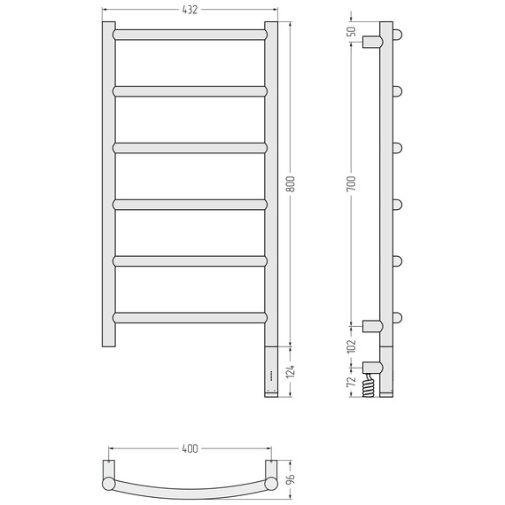 Полотенцесушитель электрический Сунержа Галант 3.1 П6 400x920 мм 022-6001-8040 R, шампань матовый - фото 4